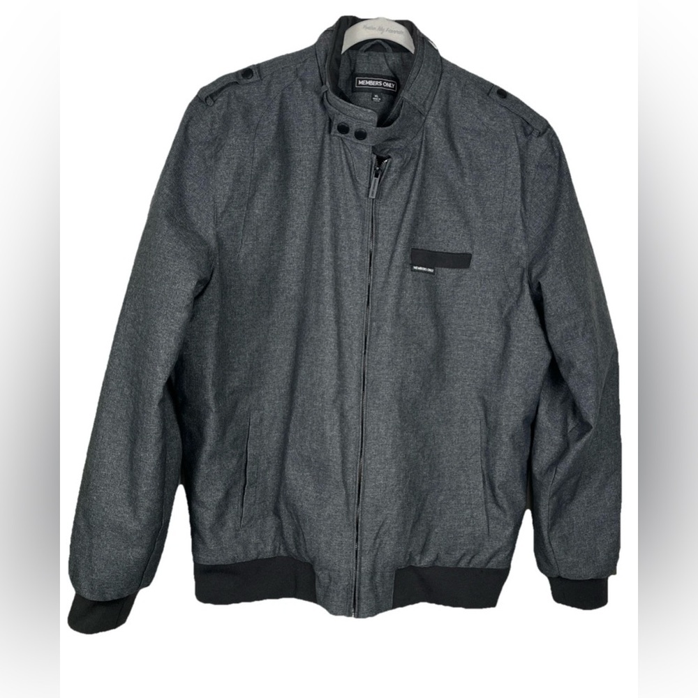 Members Only Gray Full Zip Quilted Lined  Iconic Racer Heavy Jacket‎ Mens XL